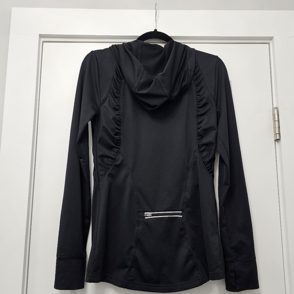 Ideology Women's Black Zip Front Athletic Running Hoodie Jacket Reflective Trim - Picture 3 of 9
